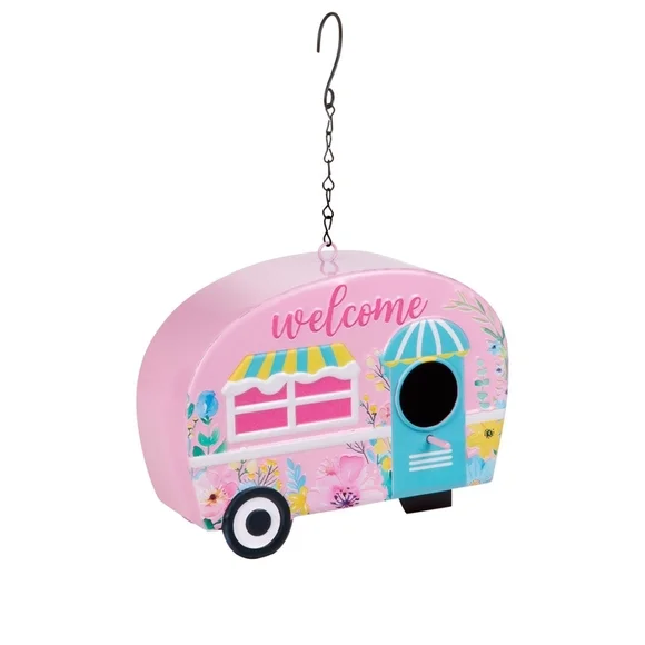 Colorful Camper Birdhouse with Floral Design - Picture 7 of 9